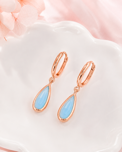 Moonlit Drop - Blue Chalcedony & Pearl Necklace สร้อยหินนำโชคนำเข้าจากเกาหลี เสริมการสื่อสาร ความเข้าใจ การทำงานเป็นทีม