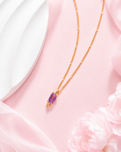 Side by Shine สร้อยคอหินนำโชค เสริมสมดุลภายใน การตัดสินใจ ความคิดชัดเจน จัดการอารมณ์ - Amethyst & White Topaz Necklace