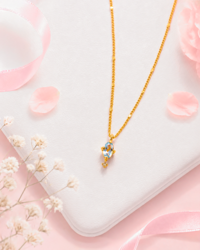 Side by Shine สร้อยคอหินนำโชค เสริมการสื่อสาร ความสงบ การตัดสินใจ ดึงดูดโอกาสใหม่ ๆ - Blue Topaz & White Topaz Necklace
