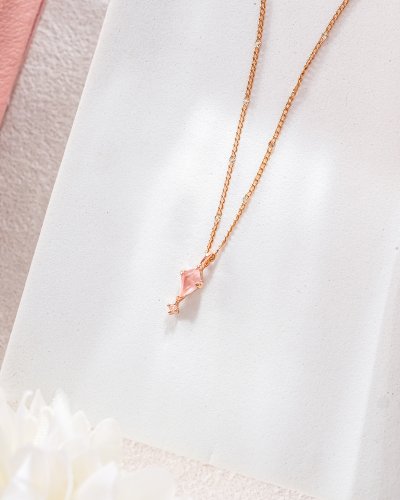 Side by Shine สร้อยคอหินนำโชค เสริมความรัก เยียวยาจิตใจ รักตัวเอง ความสัมพันธ์ที่ดี - Rose Quartz & White Topaz Necklace