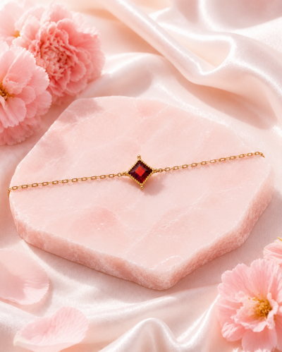 Starlit Glow - Red Garnet Bracelet สร้อยข้อมือหินนำโชค จิตใจชัดเจน เสริมมิตรภาพ ความมั่นคงในใจ ความสำเร็จและก้าวหน้า