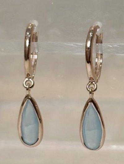 Moonlit Drop - Blue Chalcedony Earrings