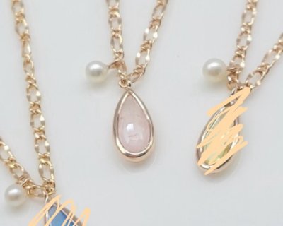 Moonlit Drop - Rose Quartz & Pearl Necklace