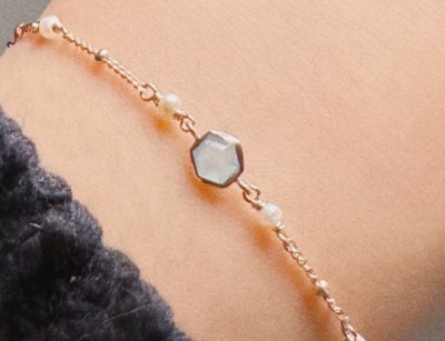 Lumina Hive - Blue Chalcedony & Pearl Bracelet