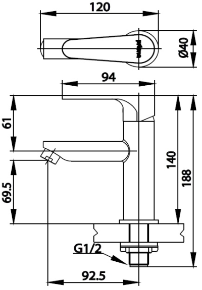 PM156Q58(HM) ก๊อกเดี่ยวอ่างล้างหน้าแบบก้านโยก รุ่น NOBLE