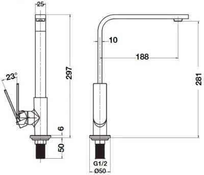 566.11.241 ก๊อกซิงค์ (น้ำเย็น) แบบติดเคาน์เตอร์ รุ่น NECKAR BLACK