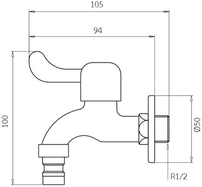 WS-0318-BA ก๊อกสนาม แบบสวมสายยาง สีดำ