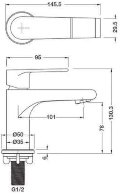 485.61.050 ก๊อกเดี่ยวอ่างล้างหน้า สีดำ
