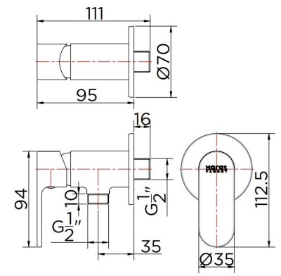 KF-58-870-55 ก๊อกเดี่ยวติดผนังแบบก้านโยกสีดำ สำหรับฝักบัวสายอ่อน รุ่น ONYX