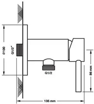 485.60.211 วาล์วฝักบัว (น้ำเย็น) แบบติดผนัง สีดำ