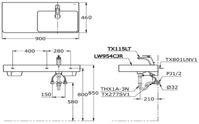 LW954CJRW/F อ่างล้างหน้า แบบแขวนผนัง