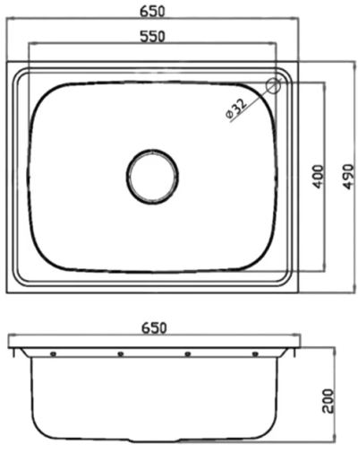 DSX65 อ่างล้างจาน ชนิด 1 หลุม สเตนเลส สตีล  AISI 201  สะดือขนาด 3.5 นิ้ว แถมฟรีก๊อกน้ำเย็น