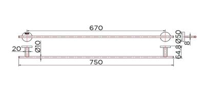 KB-09-615-50 ราวแขวนผ้าเดี่ยว ยาว 75 ซม.