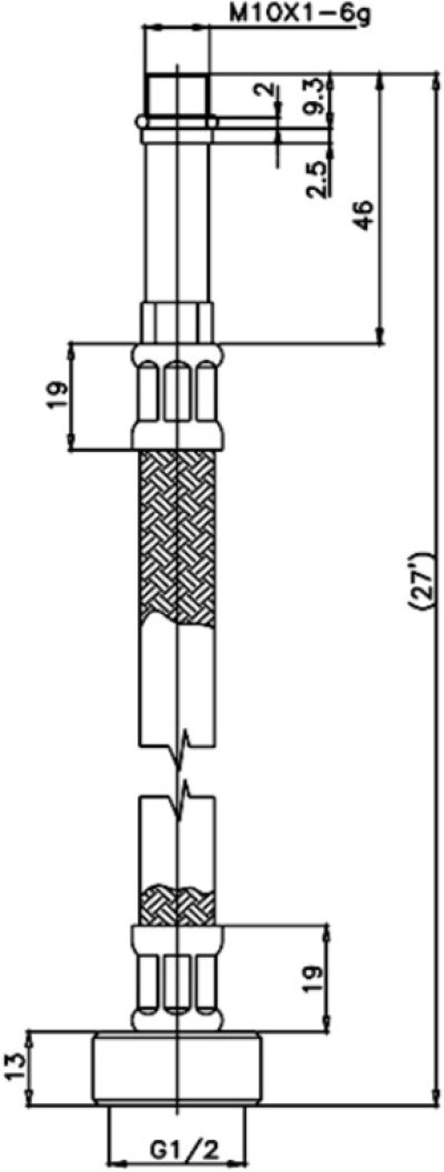 Z427L27(HM) สายน้ำดีก๊อกผสมอ่างล้างหน้าสเตนเลสถักยาว 27 นิ้ว
