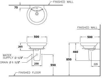C0285/C420 อ่างล้างหน้า แบบขาตั้งลอย รุ่น ALPHA