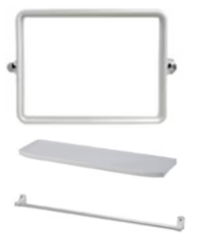 MS 07 ชุดกระจก 3 ชิ้น สี่เหลี่ยม (กระจก+หิ้ง+ราวแขวนผ้า)