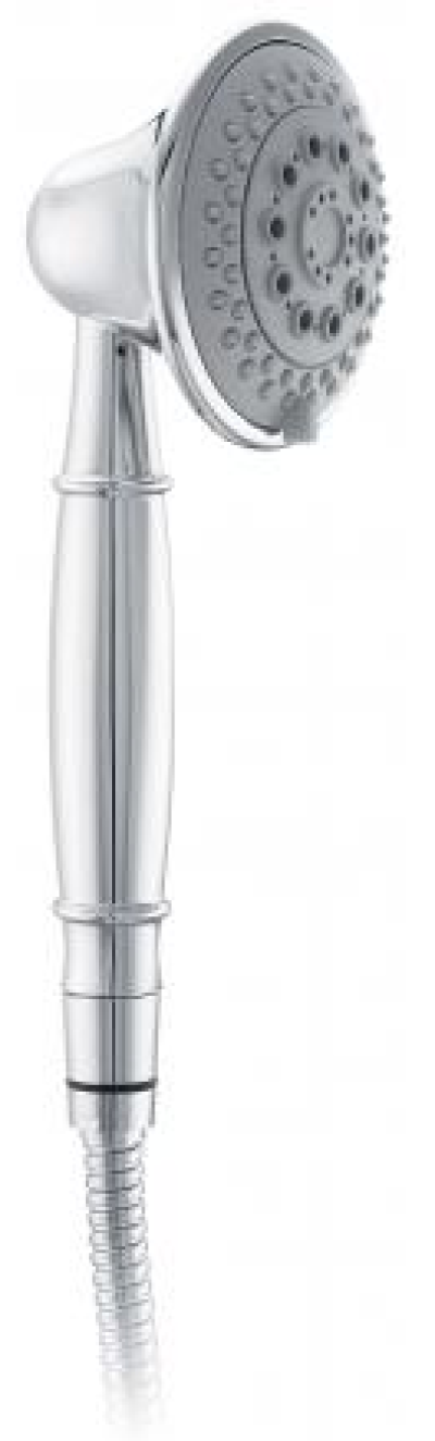 KS-04-213-50 ฝักบัวมือแบบปรับน้ำได้ 3 ระดับ พร้อมสายโลหะยาว 150 ซม. และขอแขวนครบชุด 