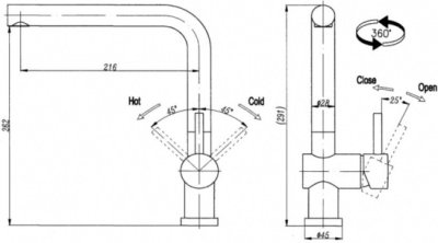 1345-D6 (W) ก๊อกผสมร้อน-เย็นแบบก้านโยก ทรงโค้งสูง