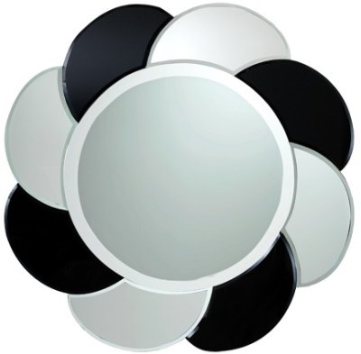 MCC344 กระจกแขวนผนังทรงกลม คล้ายดอกไม้ผลิบาน กรอบด้านข้างทำด้วยกระจกเงา และกระจกชาดำ Ø 620 มม.