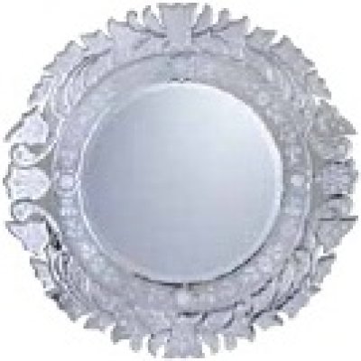 MCC19B กระจกแขวนผนังทรงกลม กรอบด้านข้างทำด้วยกระจกลายเถาวัลย์ Ø 820 มม.