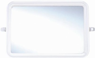 PM91 กระจกกรอบพลาสติก ทรงสี่เหลี่ยม สีขาว