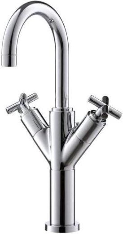 CT239YC16 ก๊อกผสมอ่างล้างหน้าทรงสูงโมโนบลอคพร้อมสะดืออ่างล้างหน้าแบบป๊อปอัพและสายน้ำดี รุ่น CROSS