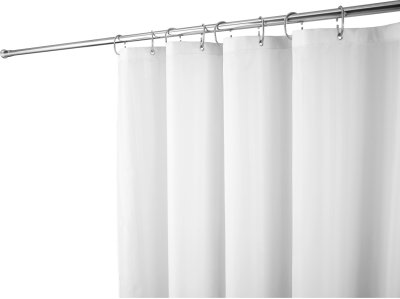 J102S#WH(SET) ผ้าม่านกั้นอาบซาตินฮิลตันขาว(S) พร้อมราวสแตนเลส