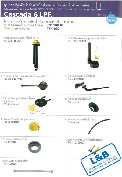79110030P-NOC อุปกรณ์ประกอบถังพักน้ำ รุ่น CASCADA
