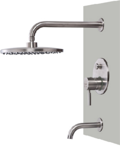 WS-6042 ชุดฝักบัว แบบก้านแข็ง หัว 5 นิ้ว พร้อมลงอ่างอาบน้ำ