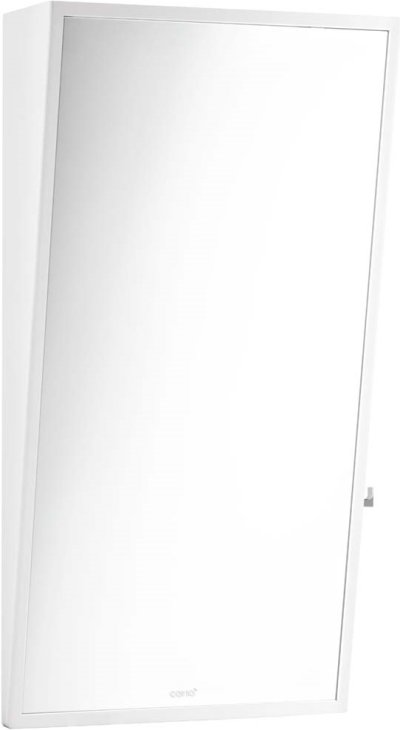 MZ901#WH กระจกเงามุม10องศาพร้อมชั้นวางของและตะขอแขวนผ้า (สีขาว)