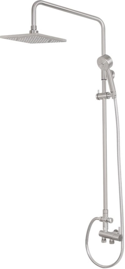 WS-8083S ชุดฝักบัวอาบน้ำ คอ L หัวฝักบัว 8 นิ้ว แบบสี่เหลี่ยม (ติดตั้งกับเครื่องทำน้ำอุ่นได้)