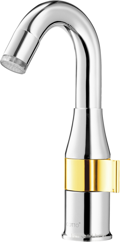 CT1213#CG(LED) ก๊อกเดี่ยวอ่างล้างหน้าพร้อมไฟ LED (สีโครม-ทอง) รุ่น VEGAS