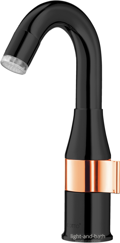 CT1213#BLRG(LED) ก๊อกเดี่ยวอ่างล้างหน้าพร้อมไฟ LED (สีดำ-โรสโกลด์) รุ่น VEGAS