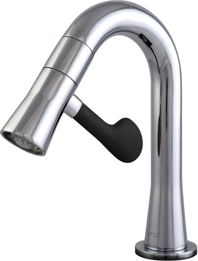 CT1301C43BL ก๊อกเดี่ยวอ่างล้างหน้าพร้อมไฟ LED ก้านปัดนุ่มสีดำ(ตัวก๊อกสีโครม) รุ่น SOFT PADDLE