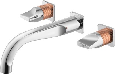 CT2283C45#CG ก๊อกผสมอ่างล้างหน้าเซ็นเตอร์ 8 นิ้ว ชนิดติดผนัง (โครม-ทอง) รุ่น CRESCENT