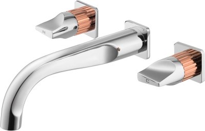 CT2283C44#CRG ก๊อกผสมอ่างล้างหน้าเซ็นเตอร์ 8 แบบติดผนัง (โครม-โรสโกลด์) รุ่น CRESCENT