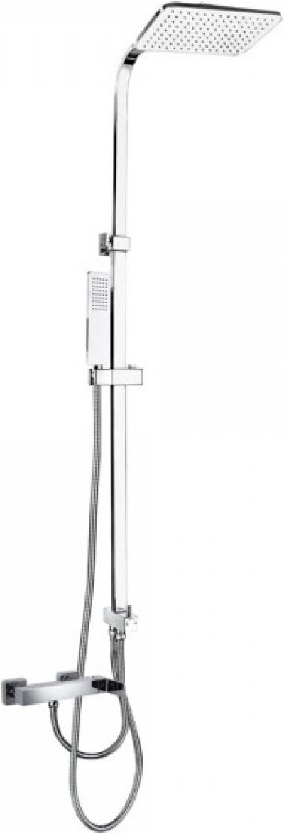 KRS-031-760 ก๊อกผสมยืนอาบติดผนัง พร้อมชุดฝักบัว Rain Shower และฝักบัวสายอ่อนปรับน้ำ 1 ระดับ