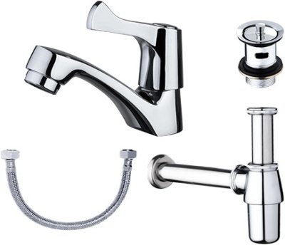 KFA-003-100B ชุดเซ็ทก๊อกเดี่ยวอ่างล้างหน้า สะดืออ่าง ท่อน้ำทิ้ง และ สายน้ำดียาว 16 นิ้ว