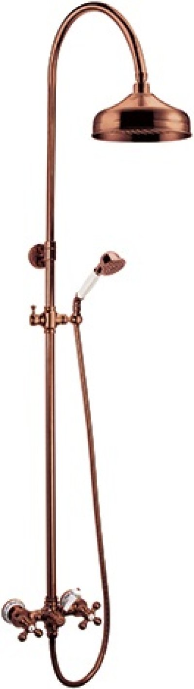 KRS-073-780-53 ก๊อกผสมติดผนัง พร้อมชุดฝักบัว Rain Shower และฝักบัวสายอ่อน  สีโรสโกลด์