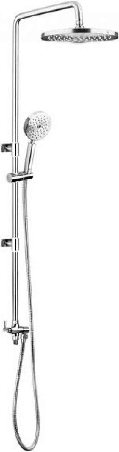 FJVHS-144QUS ชุดฝักบัวก้านแข็งสำหรับเครื่องทำน้ำอุ่น วาล์วเดี่ยว แบบติดผนัง พร้อมหัวฝักบัวขนาด 10 นิ้ว และฝักบัวมือถือขนาด 4 นิ้ว