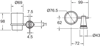 K-6583-44-N ที่วางแก้วน้ำ ชุปโครเมี่ยม รุ่น SEVA