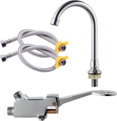 IM-100120-04 ก๊อกน้ำ แบบเท้าเหยียบ+ปากก๊อก+สายน้ำดี