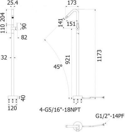 HFVSP-2000301 ก๊อกเดี่ยวอ่างล้างหน้า แบบตั้งพื้น รุ่น VILLA