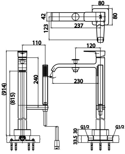 CT329AXZ44 ก๊อกผสมอ่างอาบน้ำติดตั้งบนพื้น รุ่น SONATA