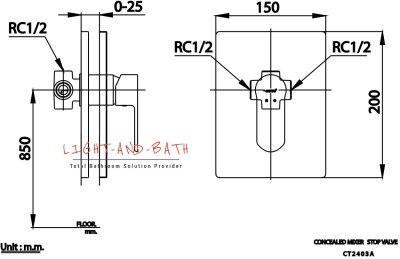 CT2403A วาล์วผสมเปิด-ปิดน้ำแบบก้านโยกชนิดฝังผนัง รุ่น WALTZ