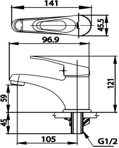  CT1163A(HM) ก๊อกเดี่ยวอ่างล้างหน้าแบบก้านโยก รุ่น ARONA V.II