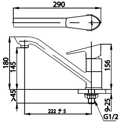 CT135F ก๊อกอ่างซิงค์แบบก้านโยก รุ่น NEW DELTA