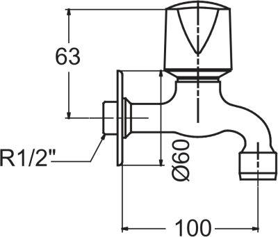A-7100C ก๊อกน้ำเย็น แบบติดผนัง เซรามิควาล์ว รุ่น JAZZ