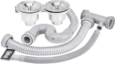 HLS13-201C2 ชุดสะดืออ่างแบบ C ขนาด 3.5 นิ้ว สำหรับอ่างล้างจาน 2 หลุม