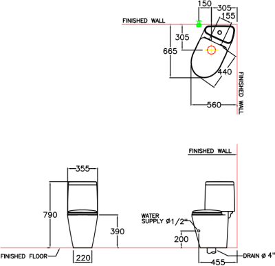 C17017 สุขภัณฑ์ แบบสองชิ้น 3/4.5 ลิตร รุ่น SPACE SOLUTION-3